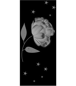 Pendeltür Blume Gelasert Auf Grauglas