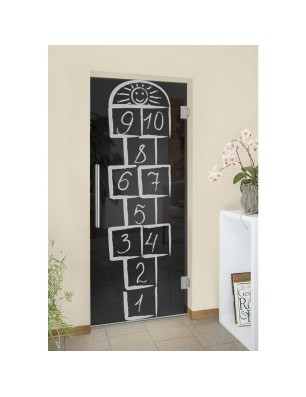 Pendeltür Hopscotch Gelasert Auf Grauglas