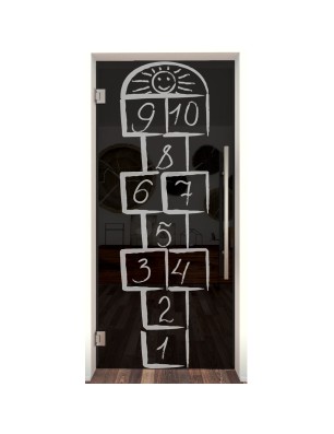 Pendeltür Hopscotch Gelasert Auf Grauglas