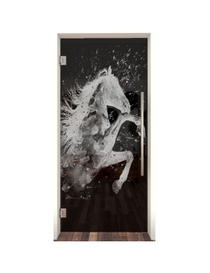 Pendeltür flying Horse Gelasert Auf Grauglas