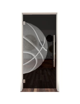 Pendeltür Basketball Gelasert Auf Grauglas