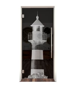 Pendeltür Leuchtturm 2 Gelasert Auf Grauglas