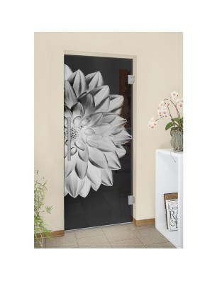 Pendeltür Blume 4 Gelasert Auf Grauglas