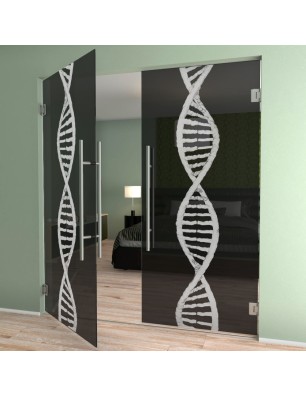 Pendeltür "DNA" Gelasert Auf Grauglas