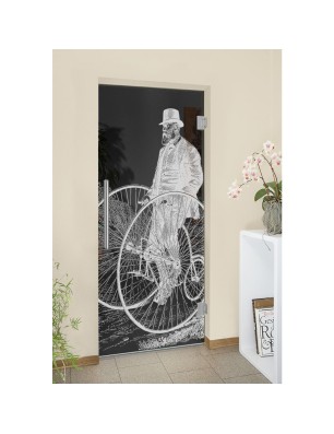 Pendeltür Vintage Bike Gelasert Auf Grauglas