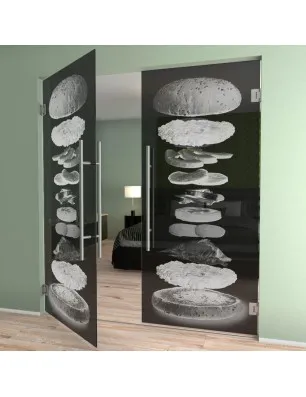 Pendeltür Burger Gelasert Auf Grauglas