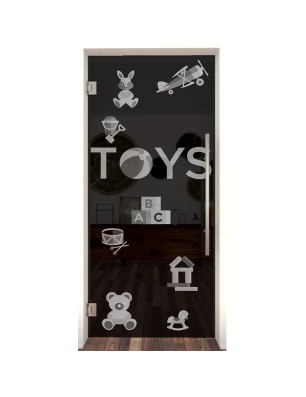 Pendeltür Toys Gelasert Auf Grauglas