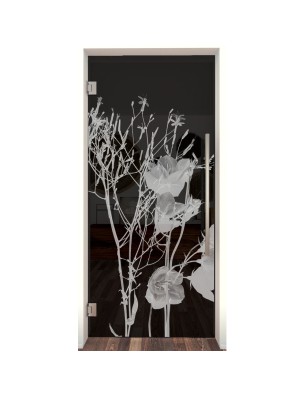 Pendeltür Blume 7 Gelasert Auf Grauglas