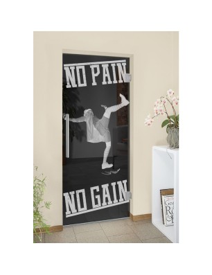 Pendeltür No pain No Gain Gelasert Auf Grauglas
