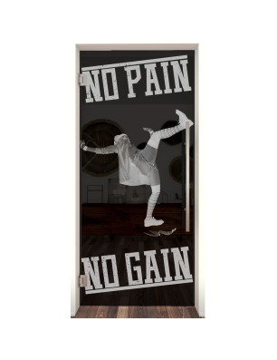 Pendeltür No pain No Gain Gelasert Auf Grauglas