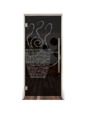 Pendeltür Kaffe Wordart Gelasert Auf Grauglas