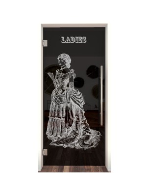 Pendeltür Ladies Gelasert Auf Grauglas