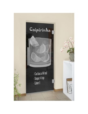 Pendeltür Caipirinha Gelasert Auf Grauglas