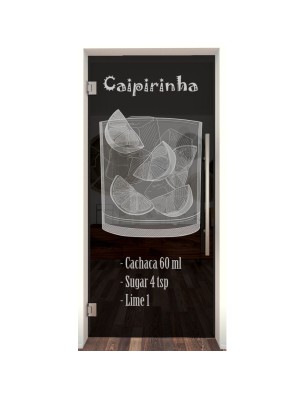 Pendeltür Caipirinha Gelasert Auf Grauglas