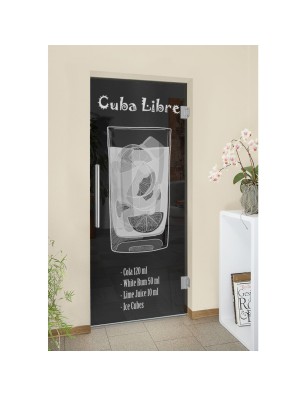 Pendeltür Cuba Libre Gelasert Auf Grauglas