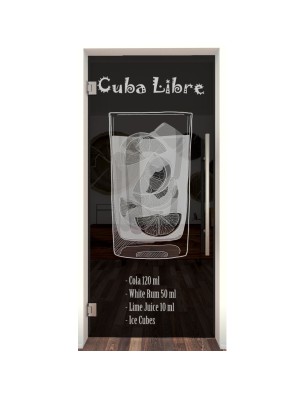 Pendeltür Cuba Libre Gelasert Auf Grauglas