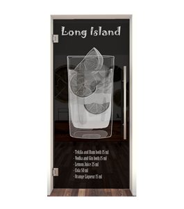 Pendeltür Long Island Gelasert Auf Grauglas