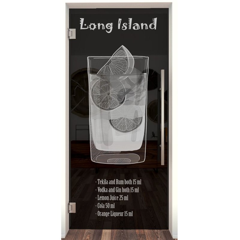 Pendeltür Long Island Gelasert Auf Grauglas