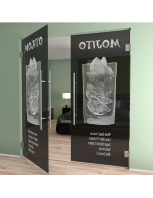 Pendeltür Mojito Gelasert Auf Grauglas