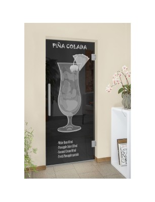 Pendeltür Pina Colada Gelasert Auf Grauglas
