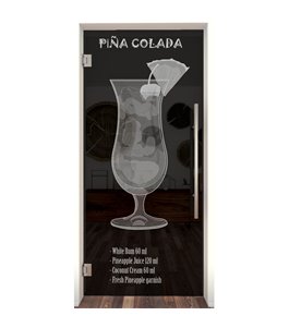 Pendeltür Pina Colada Gelasert Auf Grauglas