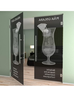 Pendeltür Pina Colada Gelasert Auf Grauglas