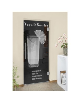 Pendeltür Tequila Sunrise Gelasert Auf Grauglas