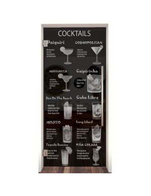 Pendeltür Cocktails Gelasert Auf Grauglas