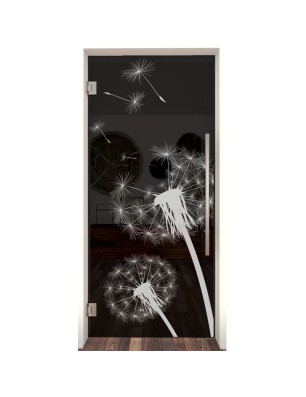 Pendeltür Pusteblume Gelasert Auf Grauglas