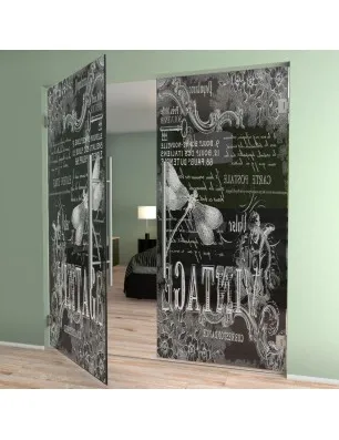 Pendeltür Vintage Gelasert Auf Grauglas