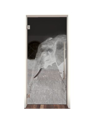 Pendeltür Elefant 3 Gelasert Auf Grauglas
