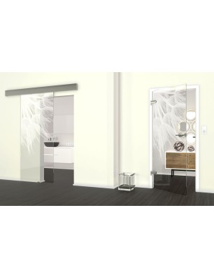Glasschiebetür ECO-LINE Pusteblume II Gelasert Auf Klarglas