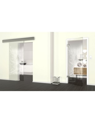 Glasschiebetür ECO-LINE Abstrakt 7 Gelasert Auf Klarglas