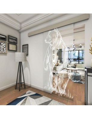 Glasschiebetür ECO-LINE Bär Gelasert Auf Klarglas