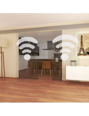 Glasschiebetür ECO-LINE Kaffee - Wifi Gelasert Auf Klarglas
