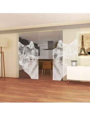 Glasschiebetür ECO-LINE Wolf 5 Gelasert Auf Klarglas