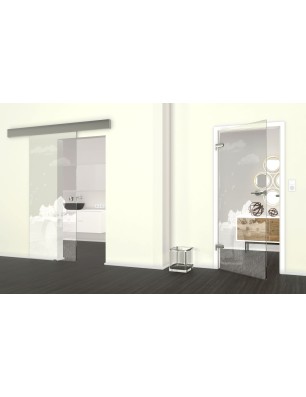 Glasschiebetür ECO-LINE Ernte II Gelasert Auf Klarglas