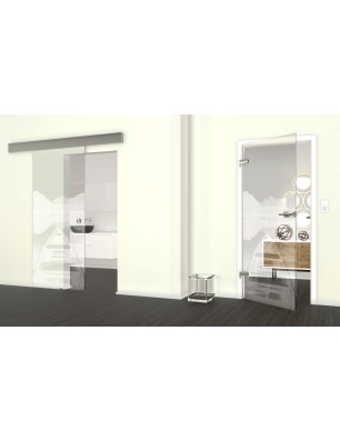 Glasschiebetür ECO-LINE Boot Gelasert Auf Klarglas