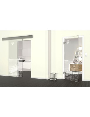 Glasschiebetür ECO-LINE Boot 4 Gelasert Auf Klarglas