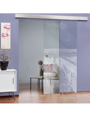 Glasschiebetür ECO-LINE Steg III Gelasert Auf Klarglas