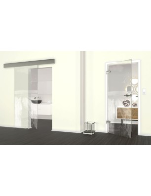 Glasschiebetür ECO-LINE Steg III Gelasert Auf Klarglas