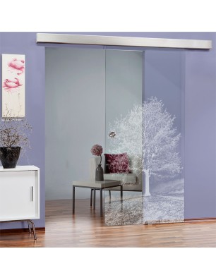 Glasschiebetür ECO-LINE Baum Gelasert Auf Klarglas