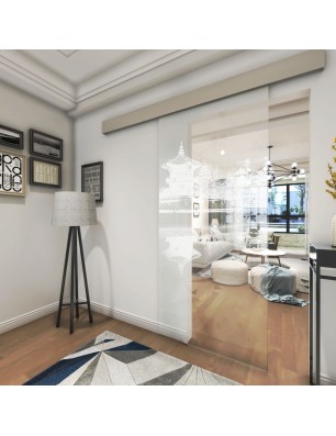 Glasschiebetür ECO-LINE Pagode Gelasert Auf Klarglas