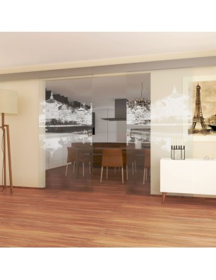 Glasschiebetür ECO-LINE Pagode Gelasert Auf Klarglas