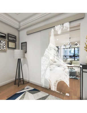 Glasschiebetür ECO-LINE Eifelturm 3 Gelasert Auf Klarglas