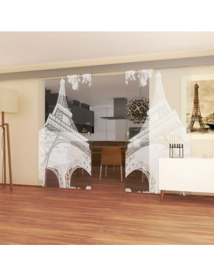 Glasschiebetür ECO-LINE Eifelturm 3 Gelasert Auf Klarglas
