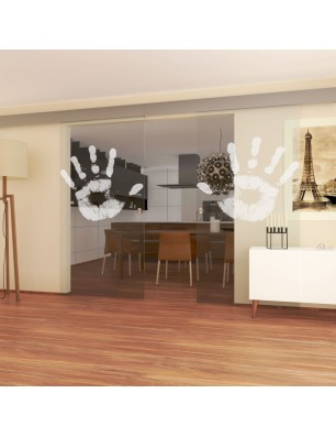 Glasschiebetür ECO-LINE Hand Gelasert Auf Klarglas