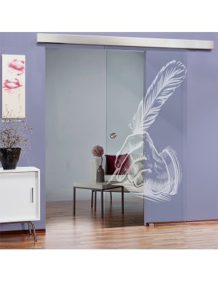 Glasschiebetür ECO-LINE Sign Gelasert Auf Klarglas