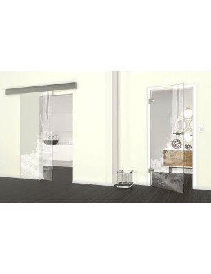Glasschiebetür ECO-LINE Wellness 4 Gelasert Auf Klarglas