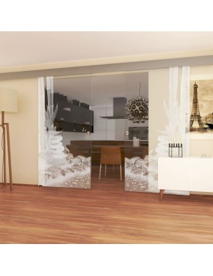 Glasschiebetür ECO-LINE Wellness 4 Gelasert Auf Klarglas